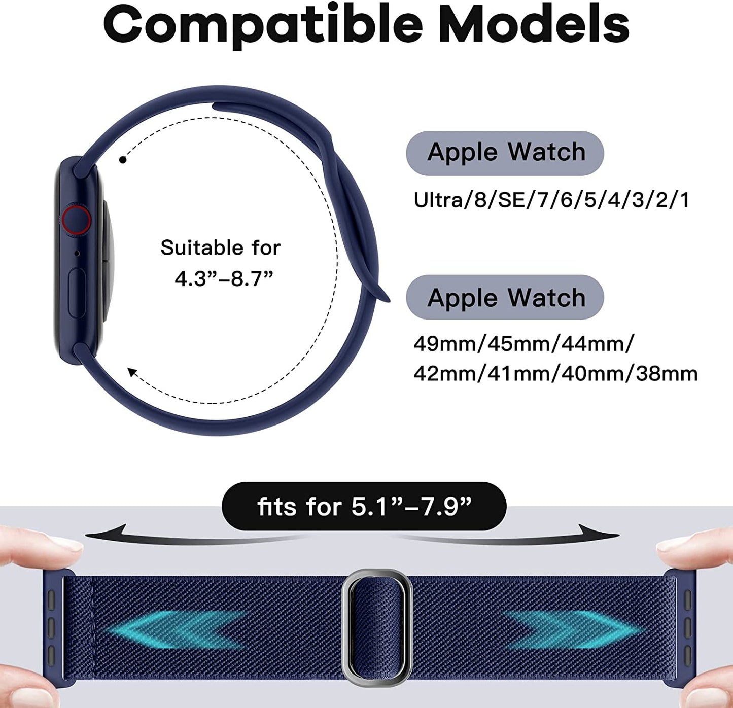 6 Pack Bands Compatible with Apple Watch Band 38Mm 40Mm 41Mm 42Mm 44Mm 45Mm 49Mm-3Pack Soft Silicone Strap, 3Pack Elastic Sport Wristbands for Iwatch Series Ultra 8 7 6 5 4 3 2 1 SE Women Men  iFuntec   
