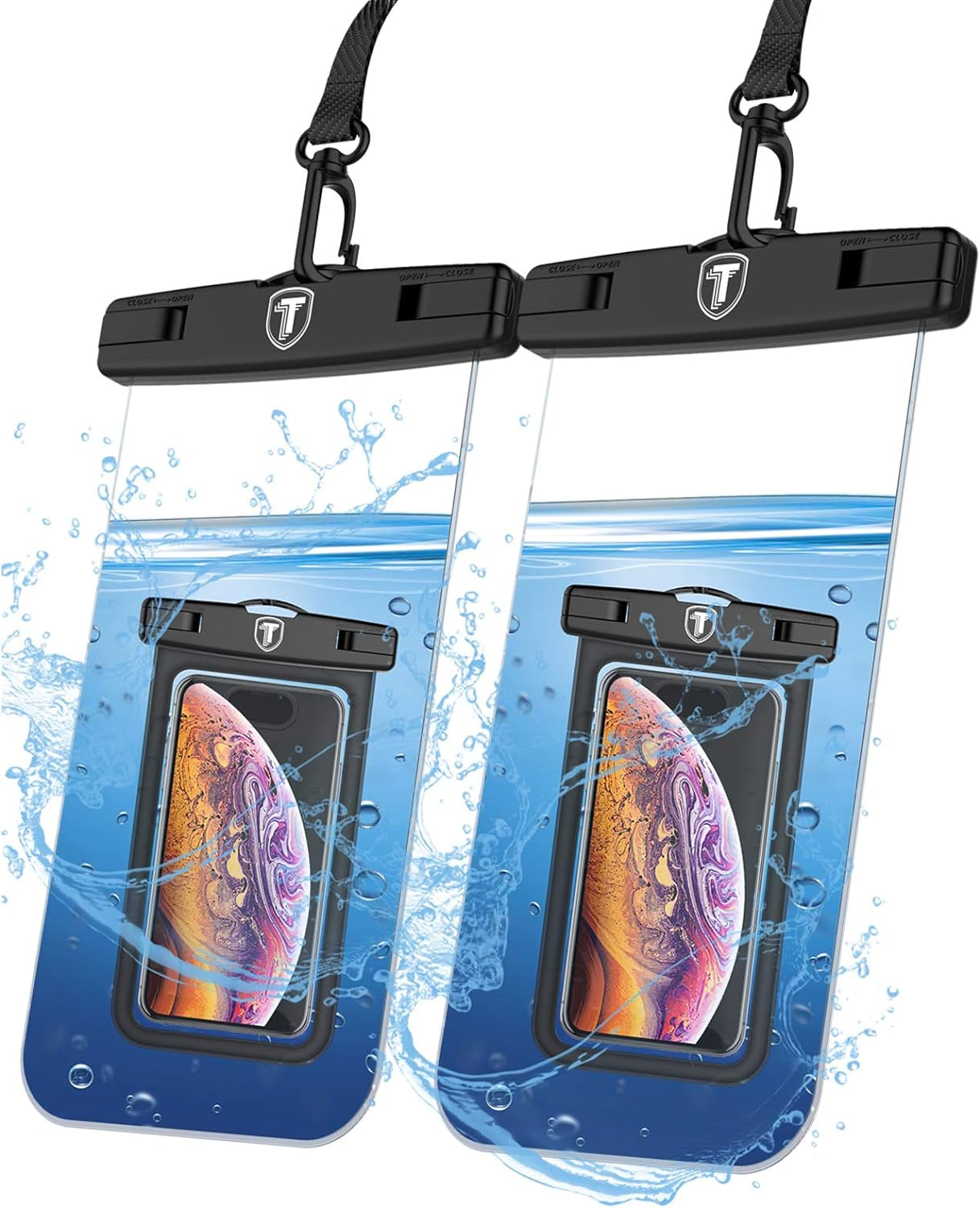 NJJEX Waterproof Phone Pouch [2 Pack] Cell Phone Dry Bag Case for Samsung Galaxy Note 20 Ultra S23 Ultra S22 S21+ S20 S10 S9 A03S A13 A14 A53 A02S A12 A32 A42 A52 Iphone 14 Pro Max 13 12 11 Xs Xr 8 7  NJJEX Clear (2-Pack)  