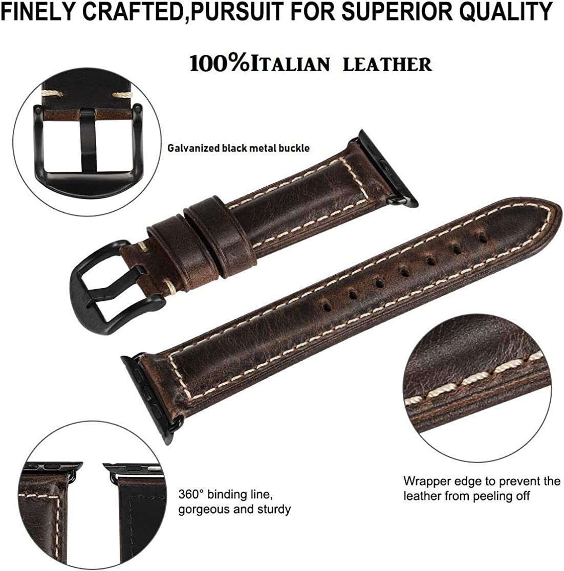 HUAFIY Compatible for Apple Watch Bands 42Mm 44Mm45Mm 49Mm 38Mm 40Mm41Mm, Genuine Leather Band Strap for Iwatch Series 8,7,6,5,4,3,2,1, Ultra Sport SE  huahuei   