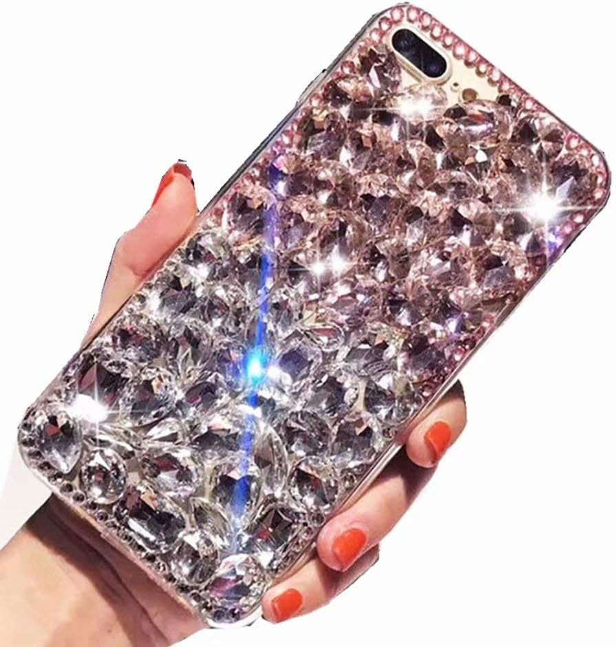 LG G8 Thinq Case,Lg G8 Case,Lg Alpha Full Crystal Diamond Case, 3D Handmade Finger Buckle Luxury Fur Ball Sparkle Crystal Rhinestone Diamond Glitter Bling TPU Case for LG G8 Thinq(Angel/Green)  YuXia Pink / White  