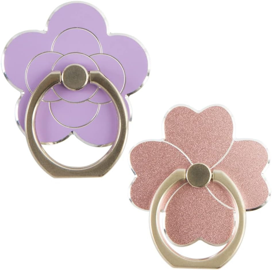 Flower Metal Cell Phone Ring Holder for Hand, Zinc Alloy Phone Back Ring Grip for Finger(Gold)  SUNURS Purple Flower + Rose Gold Lucky  