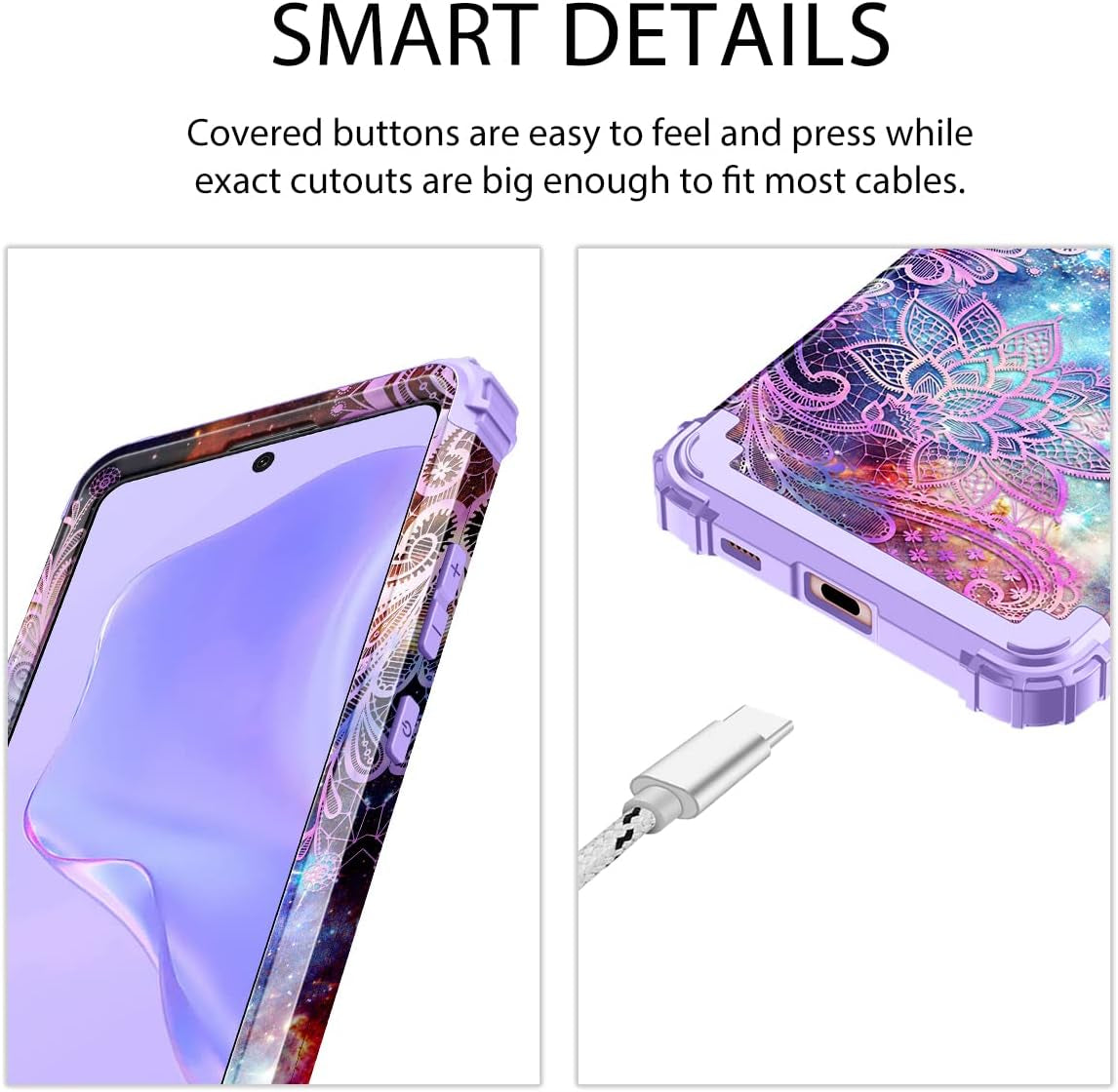 Rancase for Galaxy S21 Ultra 5G Case,Three Layer Heavy Duty Shockproof Protection Hard Plastic Bumper +Soft Silicone Rubber Protective Case for Samsung Galaxy S21 Ultra 5G 6.8 Inch,Purple Mandala  Rancase   