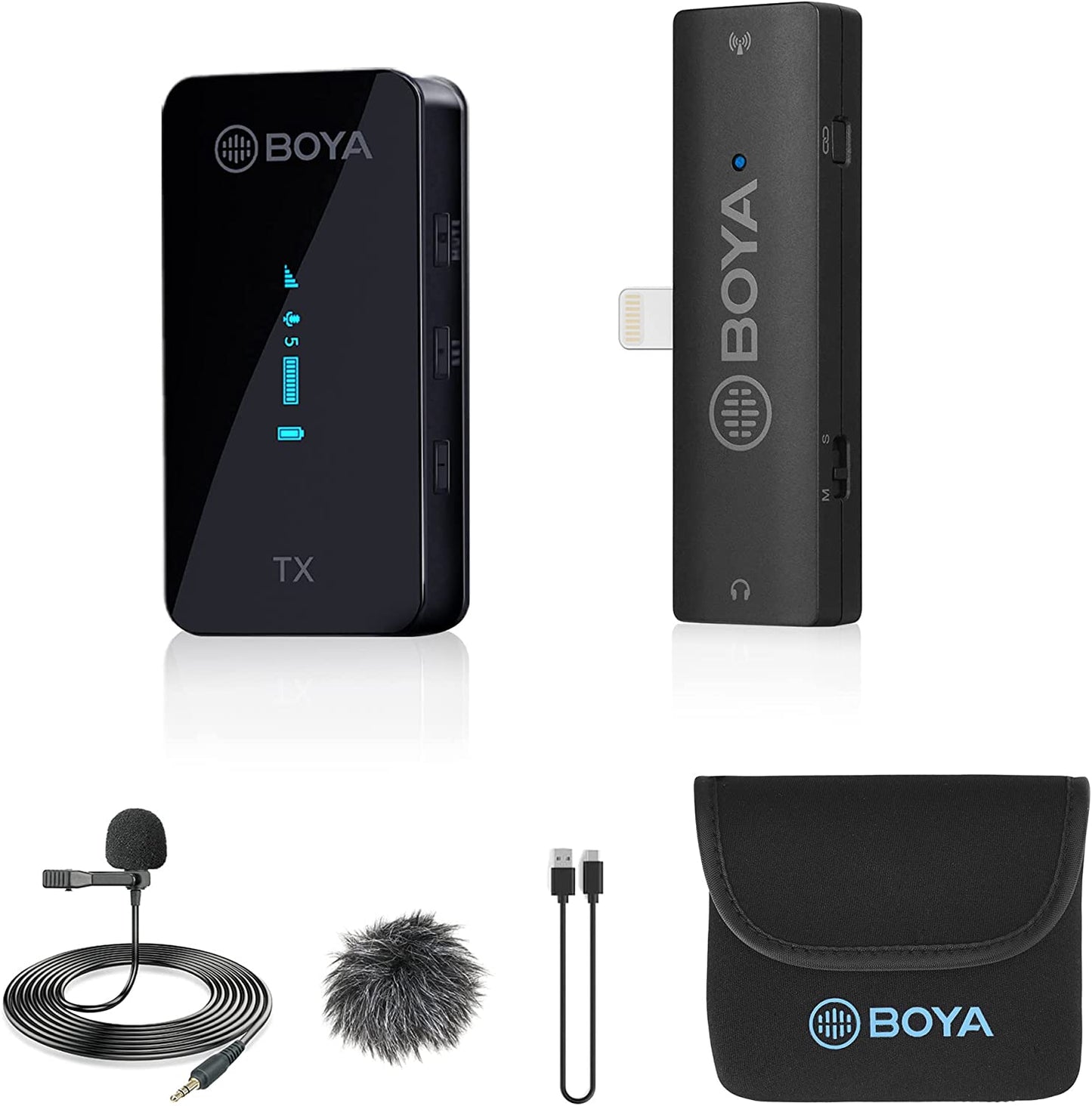 BOYA BY-XM6-S2 Wireless Lavalier Microphone, with OLED, 328Ft Range, 2.4Ghz Dual Lapel Wireless Microphone for Phone Camera PC Video Recording Interview Vlog Live Stream (2 TX+1 RX)  BOYA BY-XM6-S3  