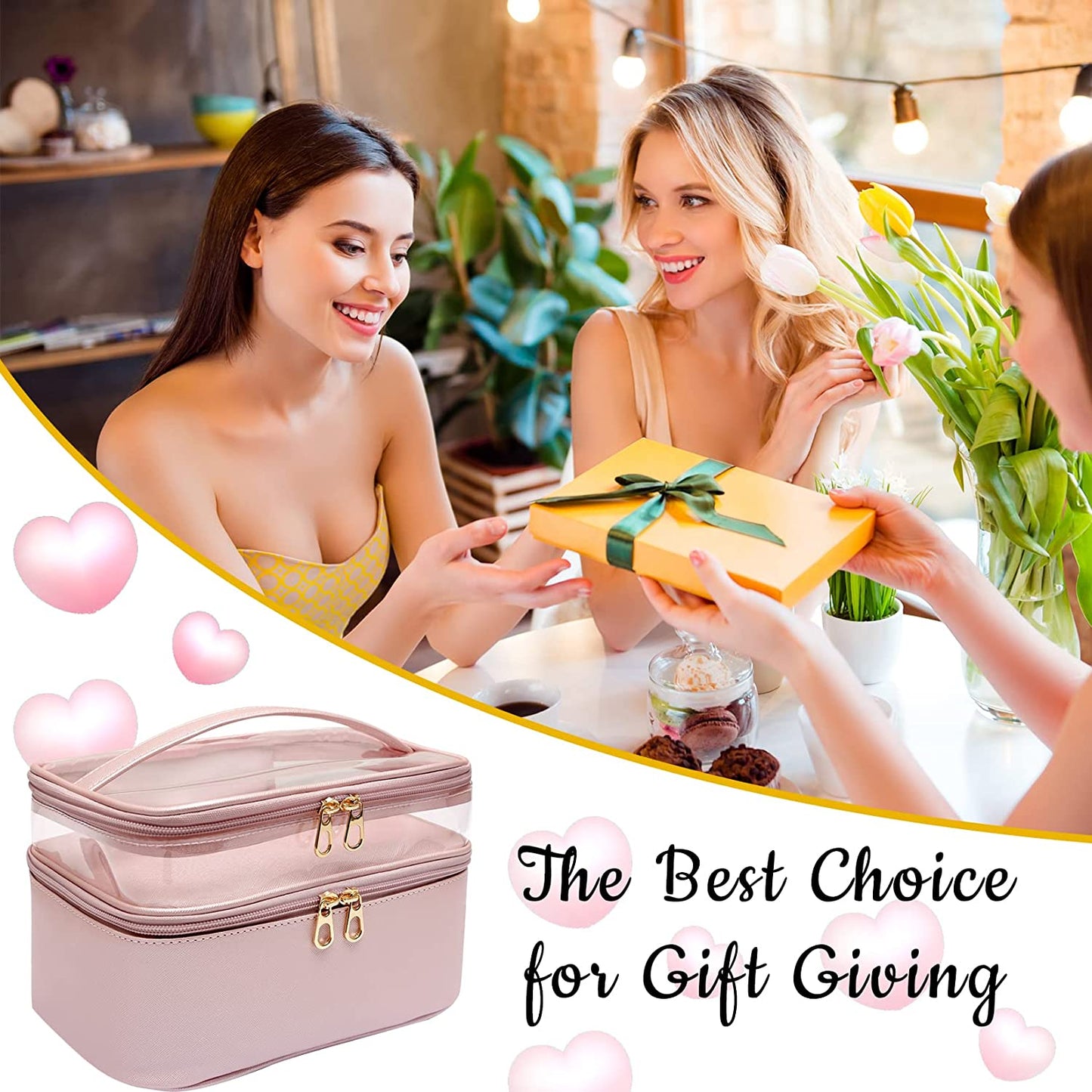 Makeup Bag,Leather Double Layer Large Makeup Organizer Bag,Travel Accessories Dorm Room Essentials Toiletry Bag for Women,Travel Essentials Cosmetic Bag Makeup Case,Mothers Day Gifts Graduation Gifts  365park   