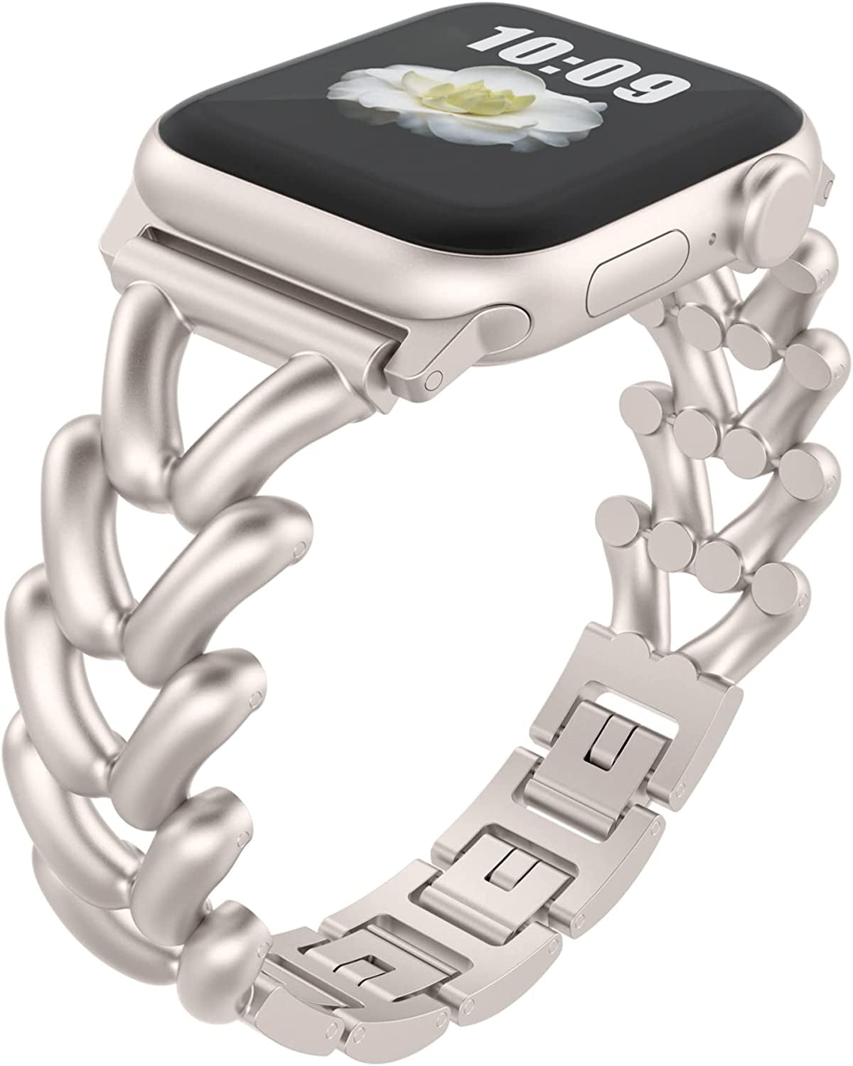 Yncamoo Slim Band Compatible with Apple Watch 38Mm 40Mm 41Mm 42Mm 44Mm 45Mm 49Mm SE Series 8 7 6 5 4 3 2 1, Women Adjustable Replacement Bracelet, Jewelry Metal Strap  Yncamoo A Starlight 38/40/41mm 