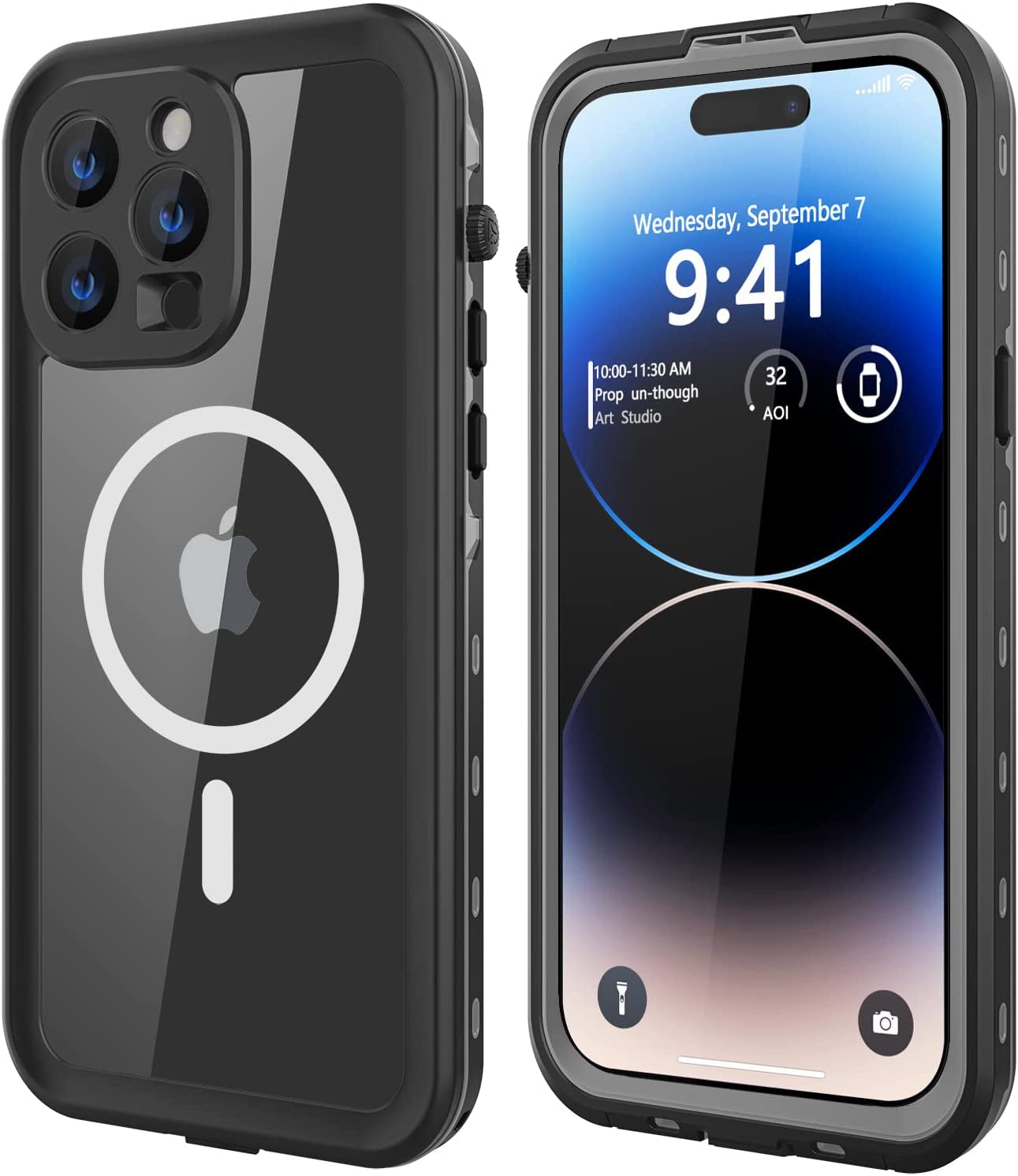 Dewfoam Design for Iphone 14 Waterproof Case, Shockproof Dustproof Phone Case for Iphone 14 with Screen Protector, Full Body Protective Cover for Iphone 14 6.1'' (Black)  Dewfoam Black iPhone 14 Pro Max 6.7'' 