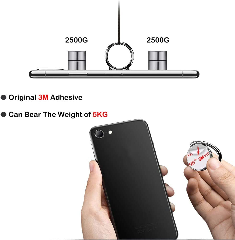 Cell Phone Ring Holder Finger Kickstand - Pikabo 360 Degree Rotation Metal Ring Grip for Magnetic Car Mount Compatible with Iphone, Samsung, All Smartphone. (Glitter Silver)  Pikabo   