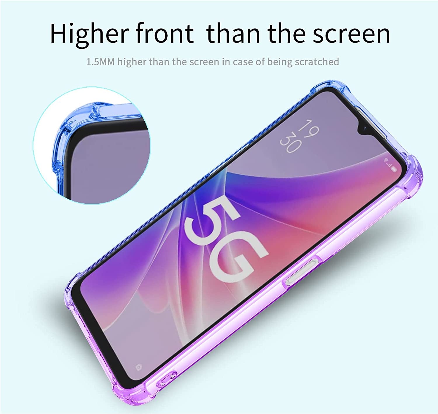 Lmposla for Oneplus Nord N300 5G Case,1+ Nord N300 5G Case, for Girls Women Shockproof Slim Ultra-Thin Flexible TPU Soft Rubber Silicone Airbag Case Cover for Oneplus Nord N300 5G (Purple/Blue)  Lmposla   