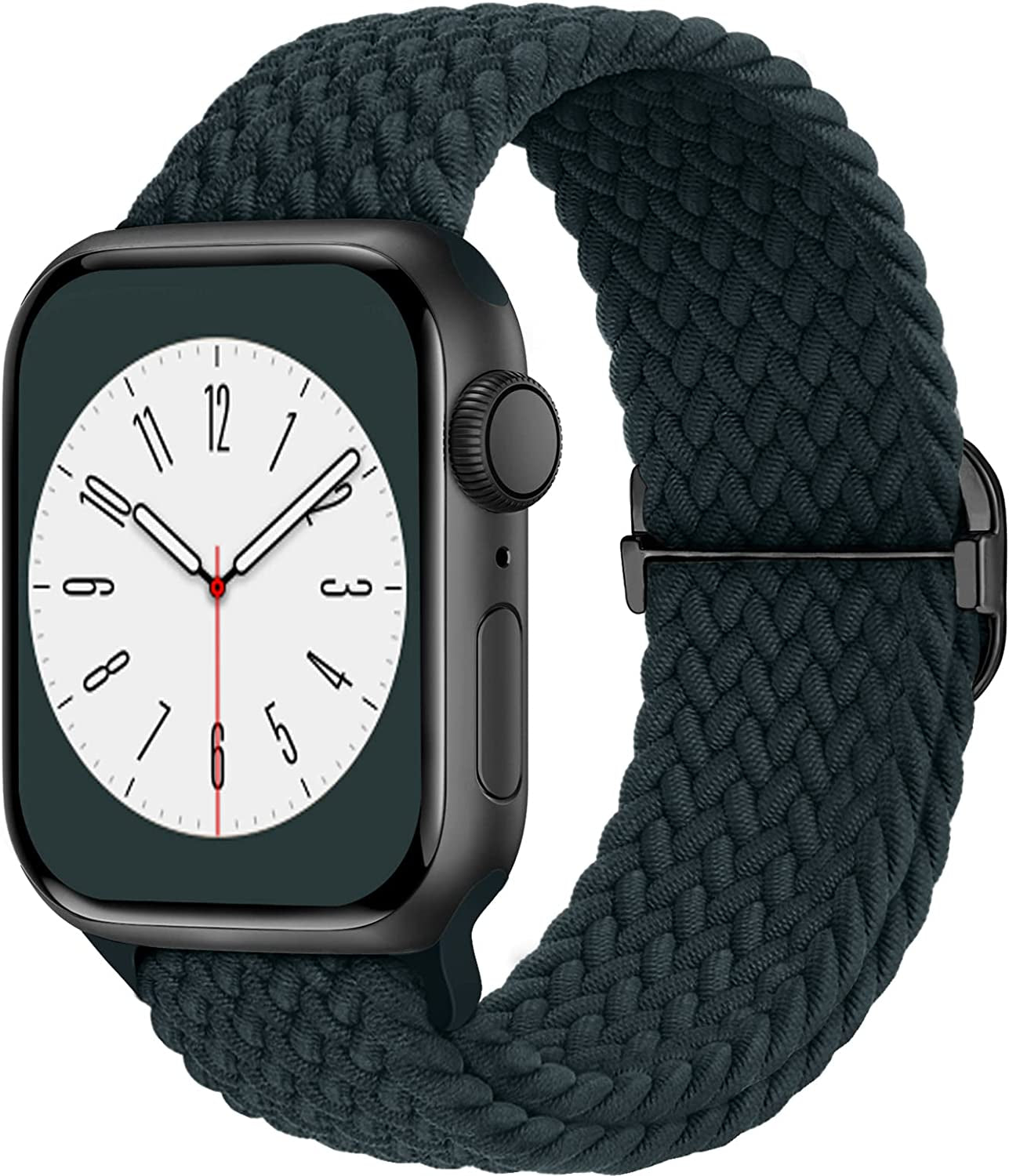 Braided Solo Loop Compatible with Apple Watch Band 38Mm 40Mm 41Mm 42Mm 44Mm 45Mm 49Mm for Women Men, Stretchy Straps Elastic Sport Wristbands for Iwatch Series 8 7 6 5 4 3 2 1 SE Ultra  Butifacion Dark Green 42/44/45/49mm 
