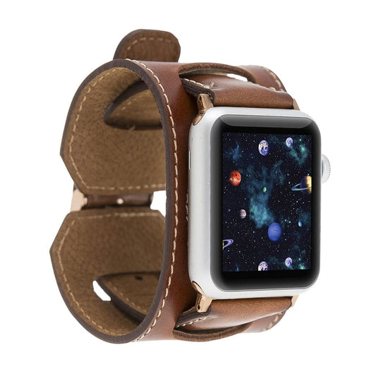 HARDISTON Cuff Watch Band Compatible with Apple 44Mm for Men & Women, Handmade Genuine Leather, Compatible with Iwatch Series 7 6 5 4 3 2 1 SE, Wrist Bracelet Arm Band, Medium/Band-Russet  HARDISTON   