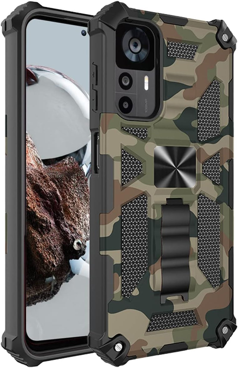 Ysnzaq Outdoor Camouflage Case for Xiaomi 12T 6.67", Heavy Duty Shockproof Protection with Magnetic Bracket Phone Cover for Xiaomi 12T/12T Pro/Redmi K50 Ultra MC Army Green  Ysnzaq   