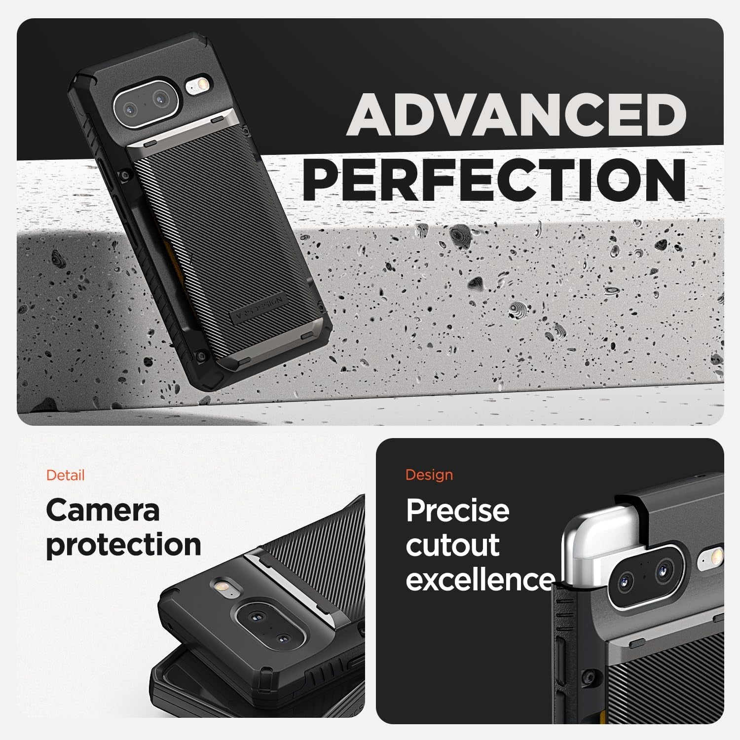 VRS DESIGN Damda Glide Pro Wallet Phone Case for Pixel 8, Sturdy Semi Auto Card Holder Wallet [4 Cards] Case Compatible for Pixel 8 Case (2023) Matte Black  VRS DESIGN   