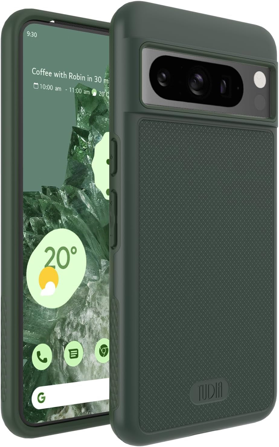 TUDIA Mergegrip Designed for Google Pixel 8 Pro Case 2023, [Magsafe Compatible] Military Grade Slim Dual Layer Heavy Duty Raised Edge Protection Non-Slip Protective Phone Case Cover - Green Lily  TUDIA Pine Green Basic 
