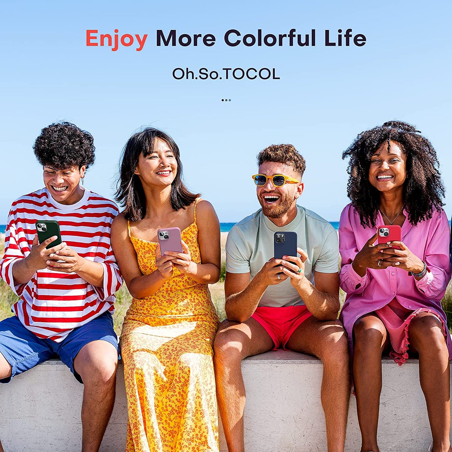 TOCOL [5 in 1 Designed for Iphone 14 Case, with 2 Pack Screen Protector + 2 Pack Camera Lens Protector, Liquid Silicone Phone Case 6.1 Inch, [Anti-Scratch] [Drop Protection], Blue  TOCOL   