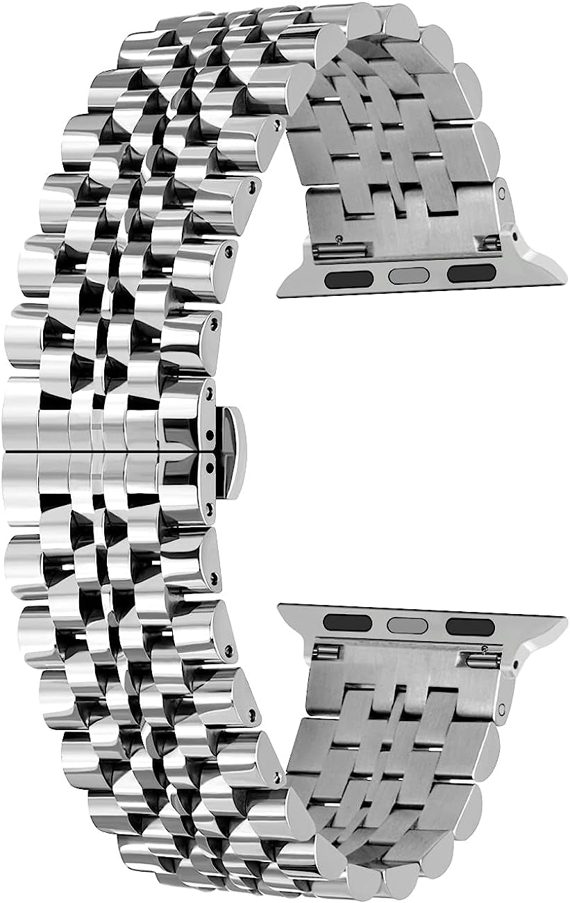 Juntan Watch Band Compatible for Apple Watch 38Mm 40Mm 41Mm 42Mm 44Mm 45Mm 49Mm Iwatch Series 7 6 SE Series 5 4 3 2 1 Gold Rose Gold Black Silver Stainless Steel Bracelet Strap  Juntan   