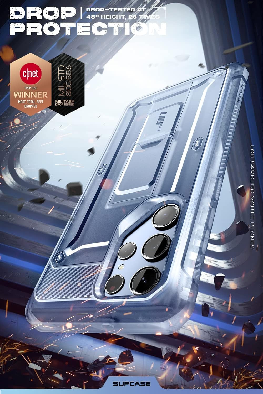 SUPCASE Unicorn Beetle Pro Case for Samsung Galaxy S23 Ultra 5G (2023), [Extra Front Frame] Full-Body Dual Layer Rugged Belt-Clip & Kickstand Case with Built-In Screen Protector (Frostblue)  SUPCASE   