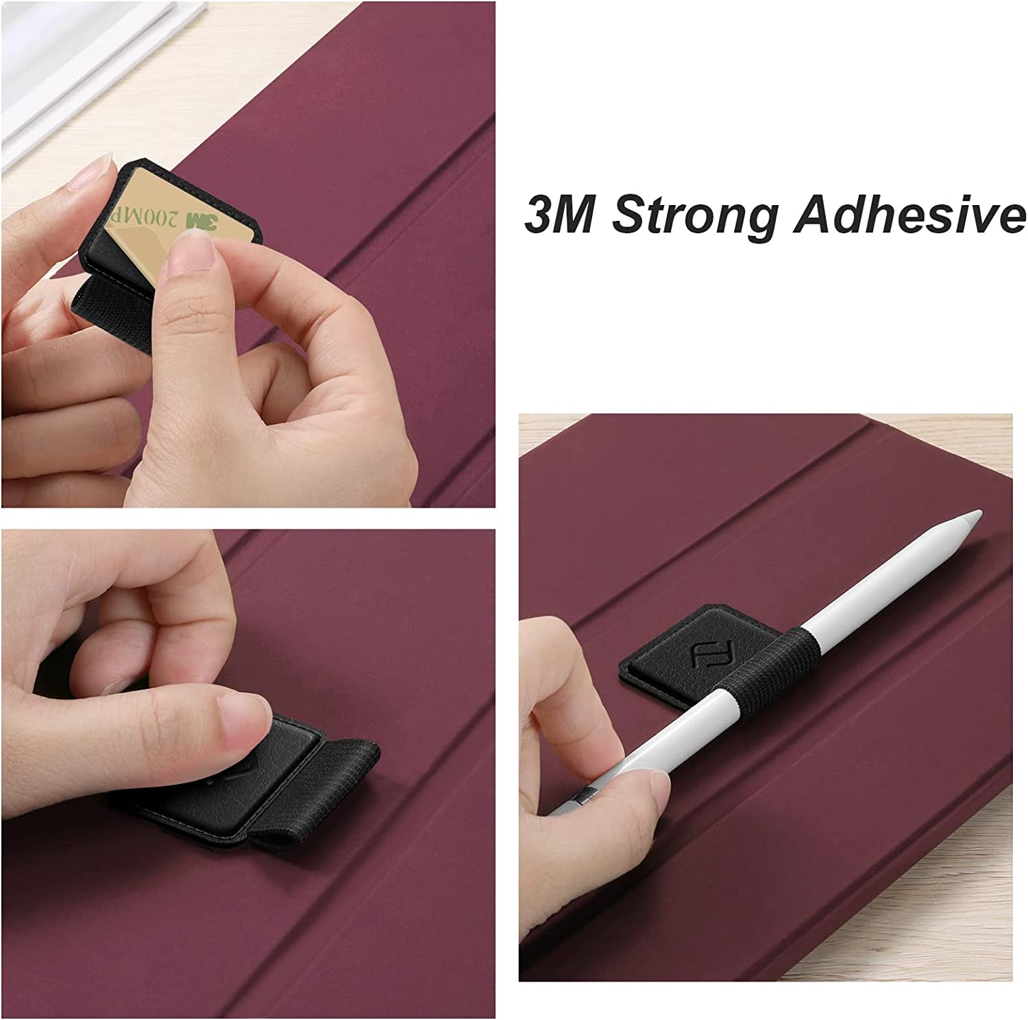 Fintie 4 Pack Pen Loop Holder Compatible with Apple Pencil 1St & 2Nd Generation and Stylus Pens, Elastic Adhesive Leather Pen Sleeve Attached to Cases, Notebooks Journals Calendars, Black  FINTIE   