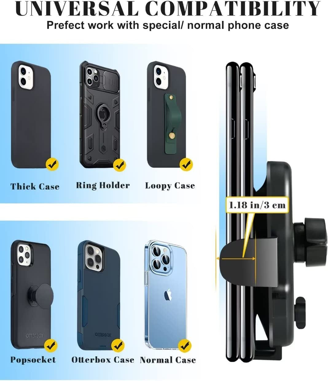 BANBOTU Car Phone Holder Mount - Socket Grips Pop Cradles Friendly, Hands-Free 360° Rotatable & Anti-Shake Air Vent Mount, Universal Car Phone Holder Compatible with Thick Case & All Mobiles  BANBOTU   