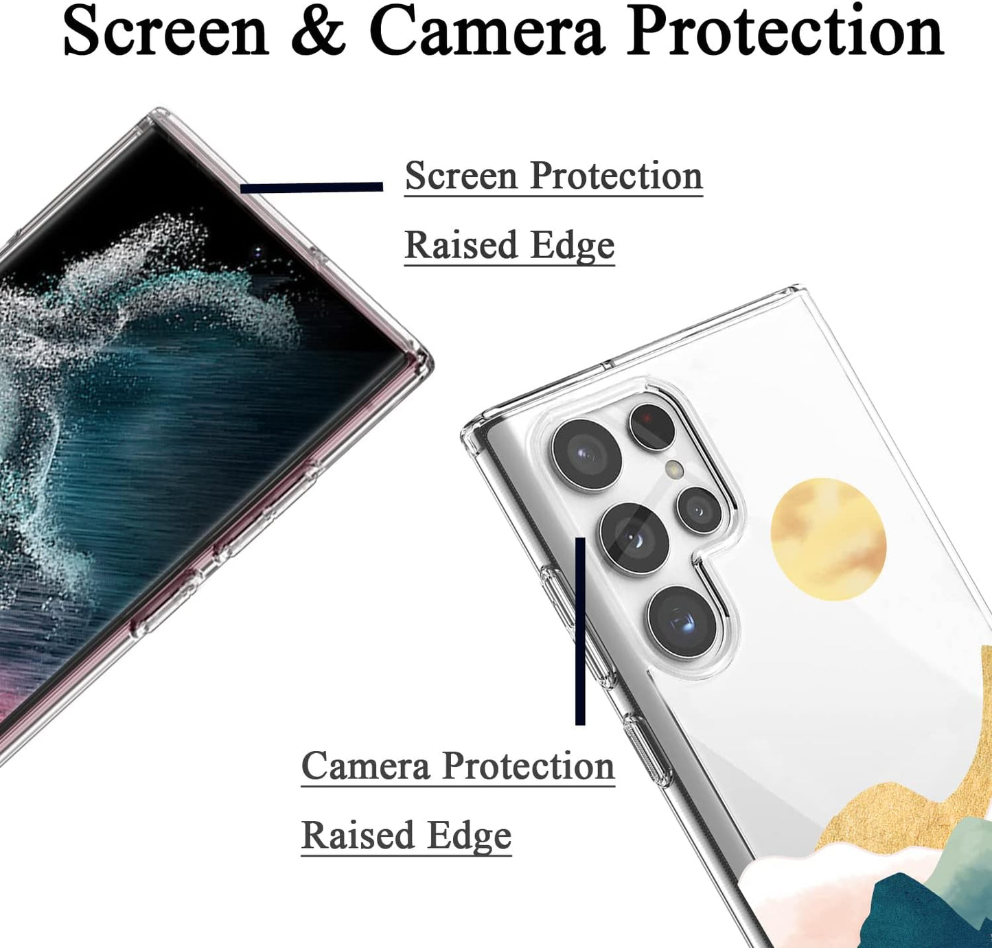 Unov Case Compatible with Galaxy S22 Ultra Case Clear with Design Soft TPU Shock Absorption Slim Embossed Pattern Protective 6.8 Inch (Sierra Mountains)  Unov   