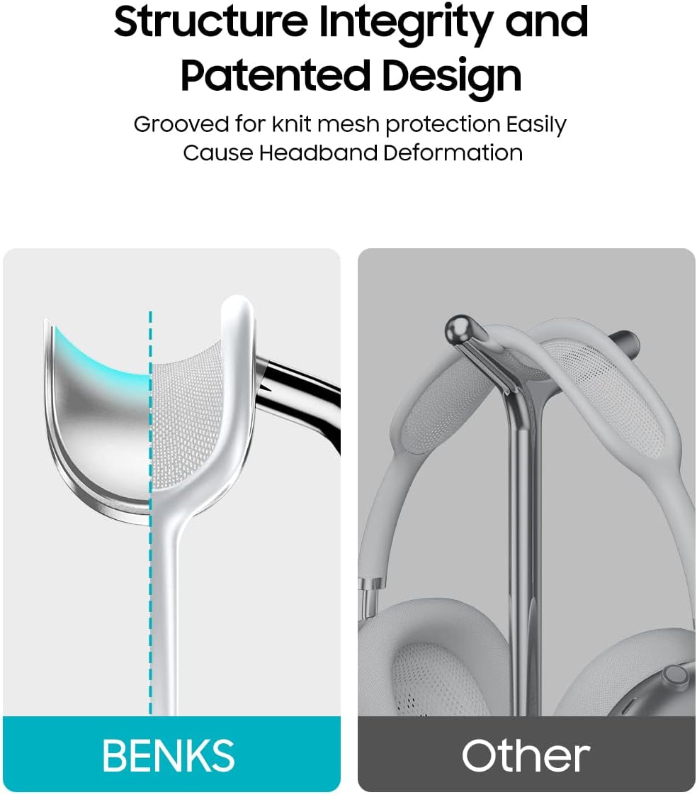 Benks L40 Pro Headphone Stand Headset Holder with Wireless Charger Designed for Airpods Max Stand, Wireless Charging Station Compatible with Iphone, Android Phone and Airpods -White  BENKS   