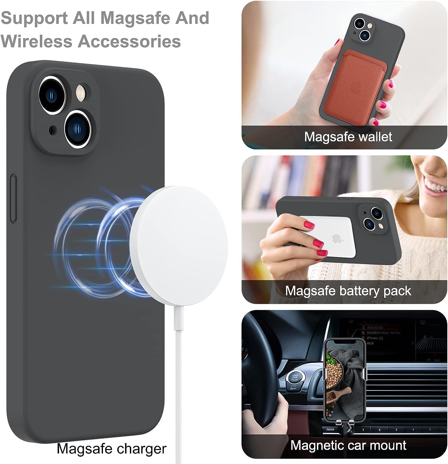 MCFANCE Silicone Magnetic Case for Iphone 14 plus Magsafe Case Silicone Phone Case with Microfiber Lining for Iphone 14 plus 6.7 Inch 2022, Darkgrey  MCFANCE   