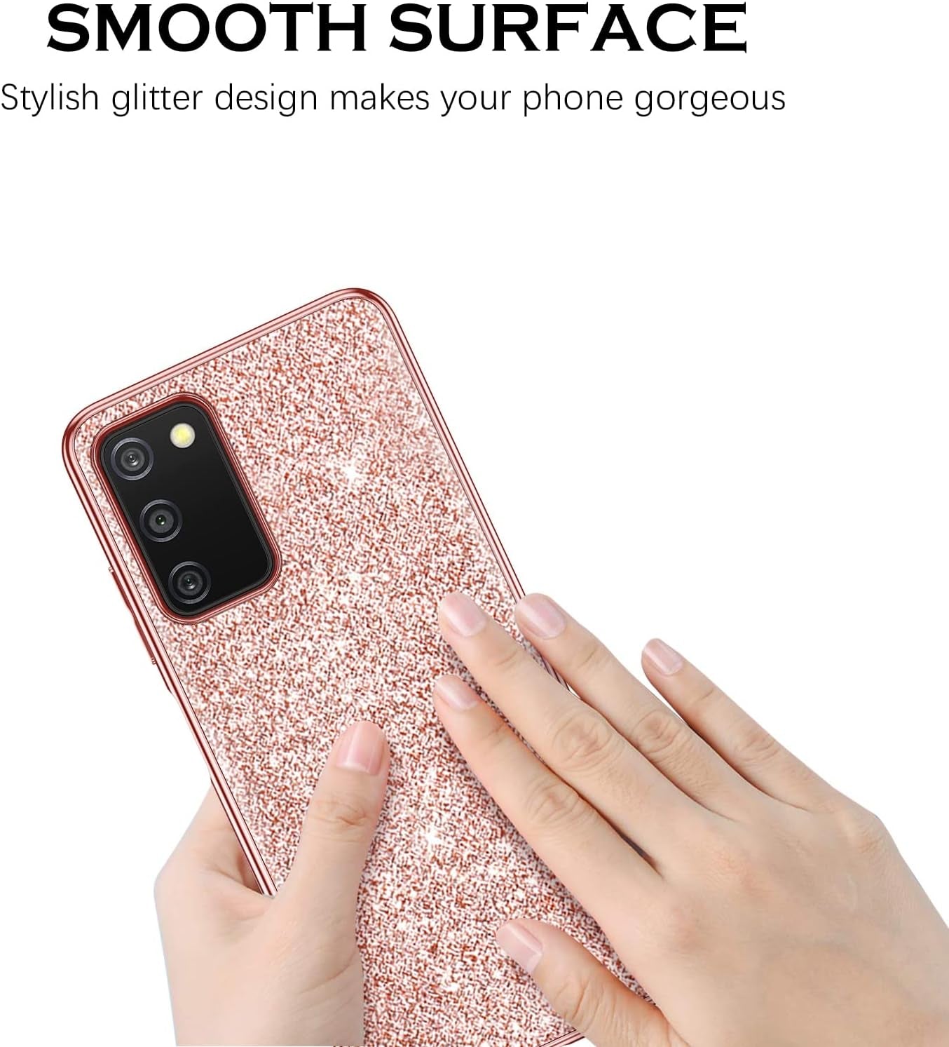 YINLAI Design for Samsung Galaxy A03S Case, Slim Glitter Sparkly Shiny Women Girls Shockproof Protective Hybrid Girly Bling Phone Cases Cover for Galaxy A03S 6.5 Inch (2021 Released), Rose Gold/Pink  YINLAI   