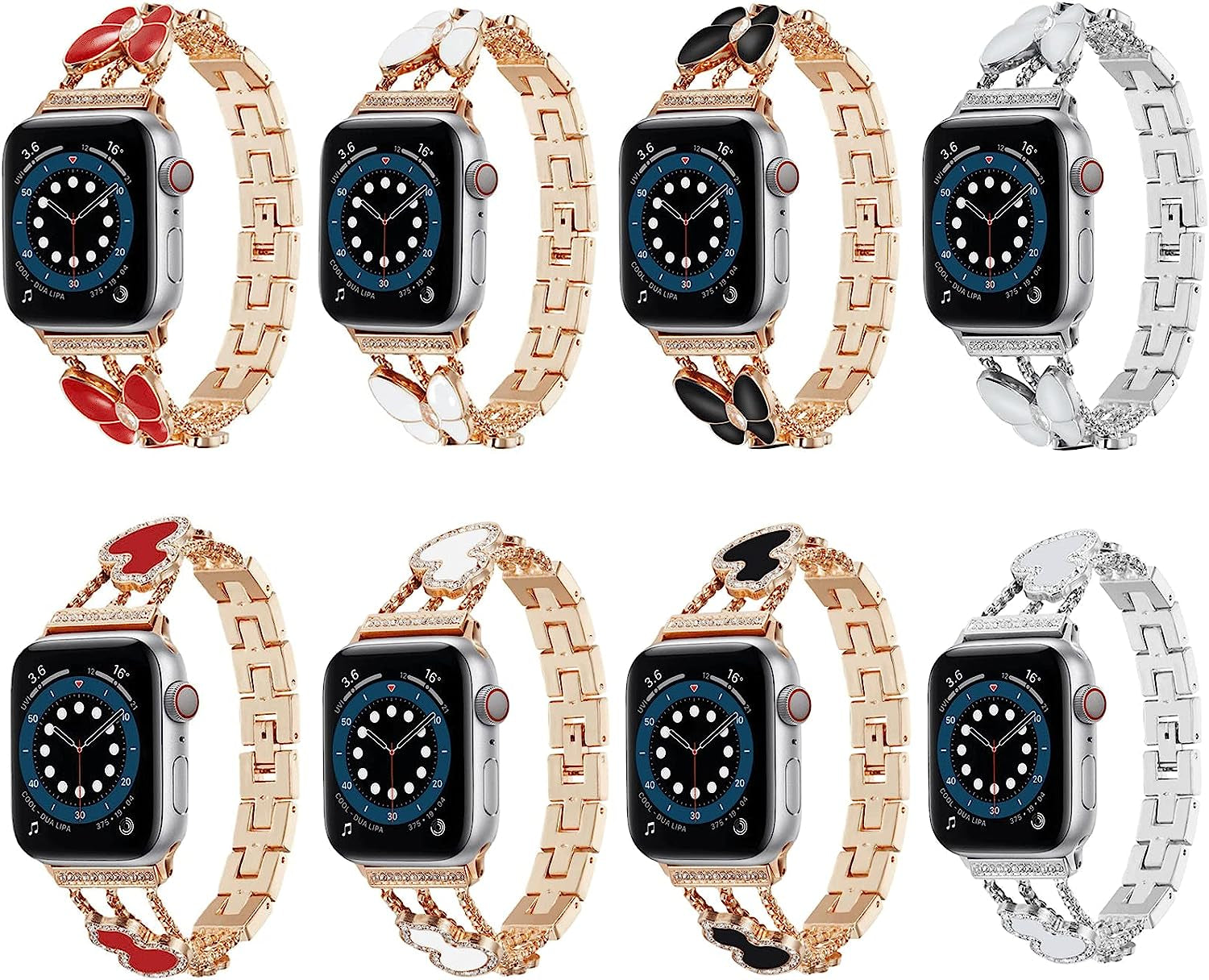 Hi-Yoohere Elegent Stylish Bands Compatible with Apple Watch 38Mm 40Mm 41Mm Chic Butterfly Diamond Rhinestone Metal Wristband Strap for Girls Women Iwatch SE & Series 7/6/5/4/3/2/1  HYHMXB   