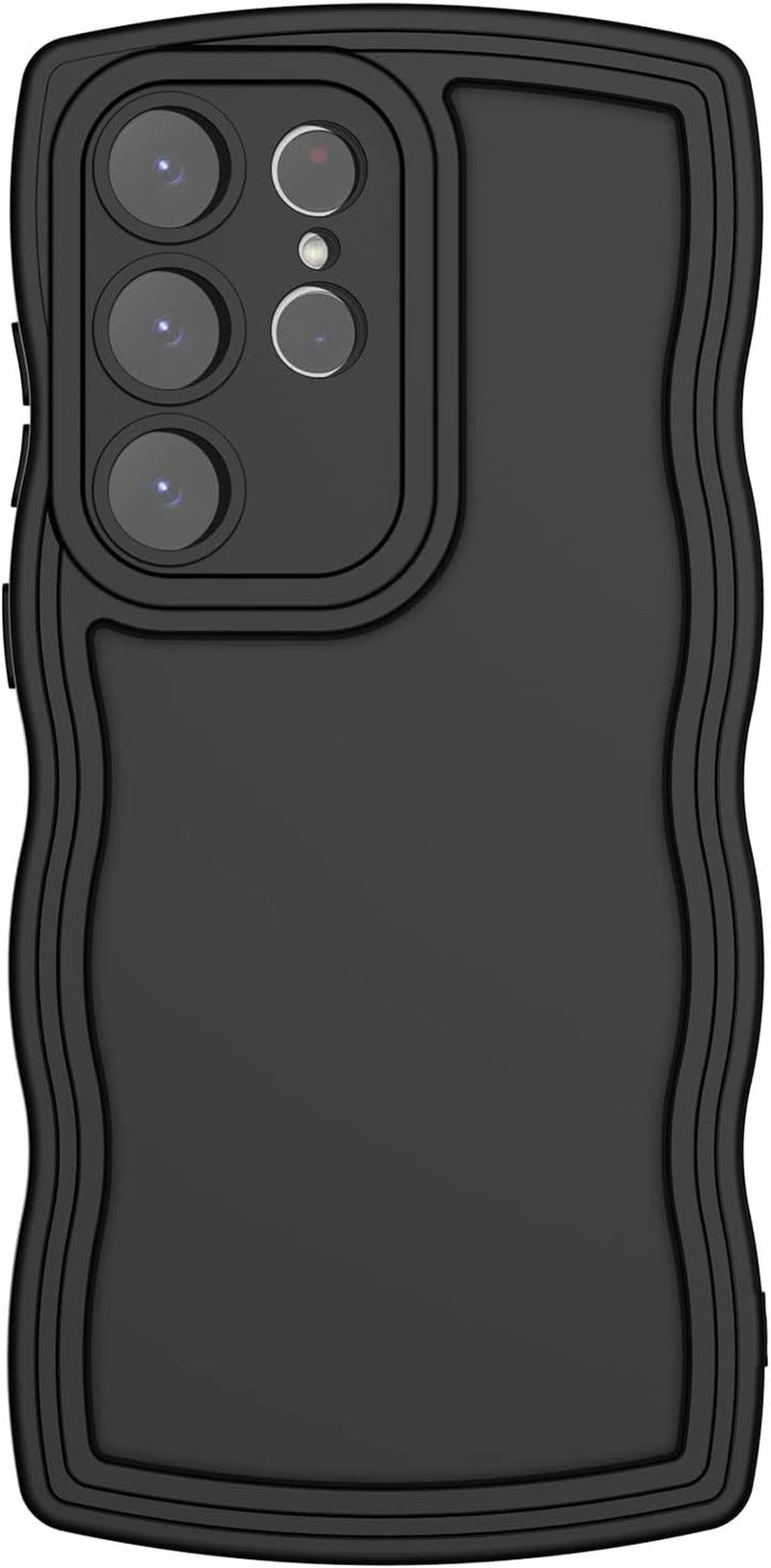 Aicase Cute Solid Color Curly Wave Frame Soft Compatible with Samsung Galaxy Phone Case (Blue, Galaxy S22 Ultra)  AICase Black Galaxy S22 Plus 