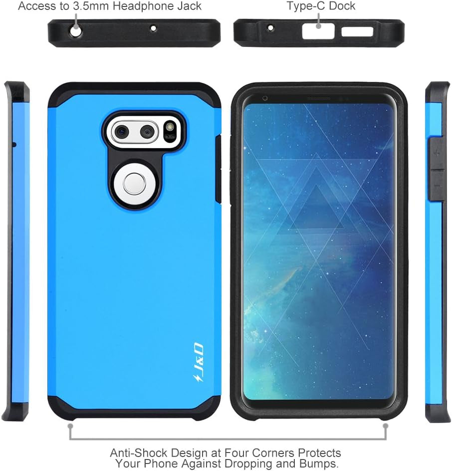 J&D Case Compatible for LG V35 Case, LG V35 Thinq/Lg V30S/LG V30S Thinq/Lg V30/LG V30 plus Case, Heavy Duty Dual Layer Hybrid Shock Proof Protective Rugged Bumper Case for LG V35 Case, Blue  J&D Tech   
