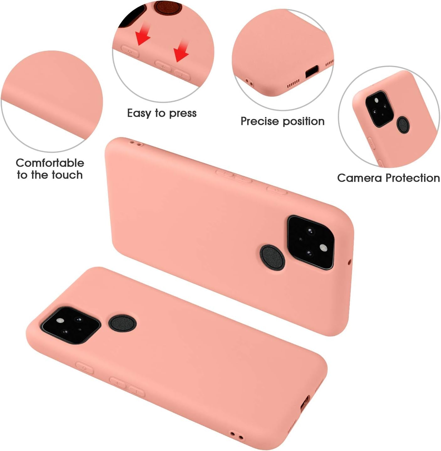 ABITKU Compatible with Google Pixel 4A 5G Case,Slim Silicone Gel Rubber Case Cover (With Microfiber Lining) Full Body Shockproof Design for Google Pixel 4A 5G 6.2 INCH (Pink)  abitku   