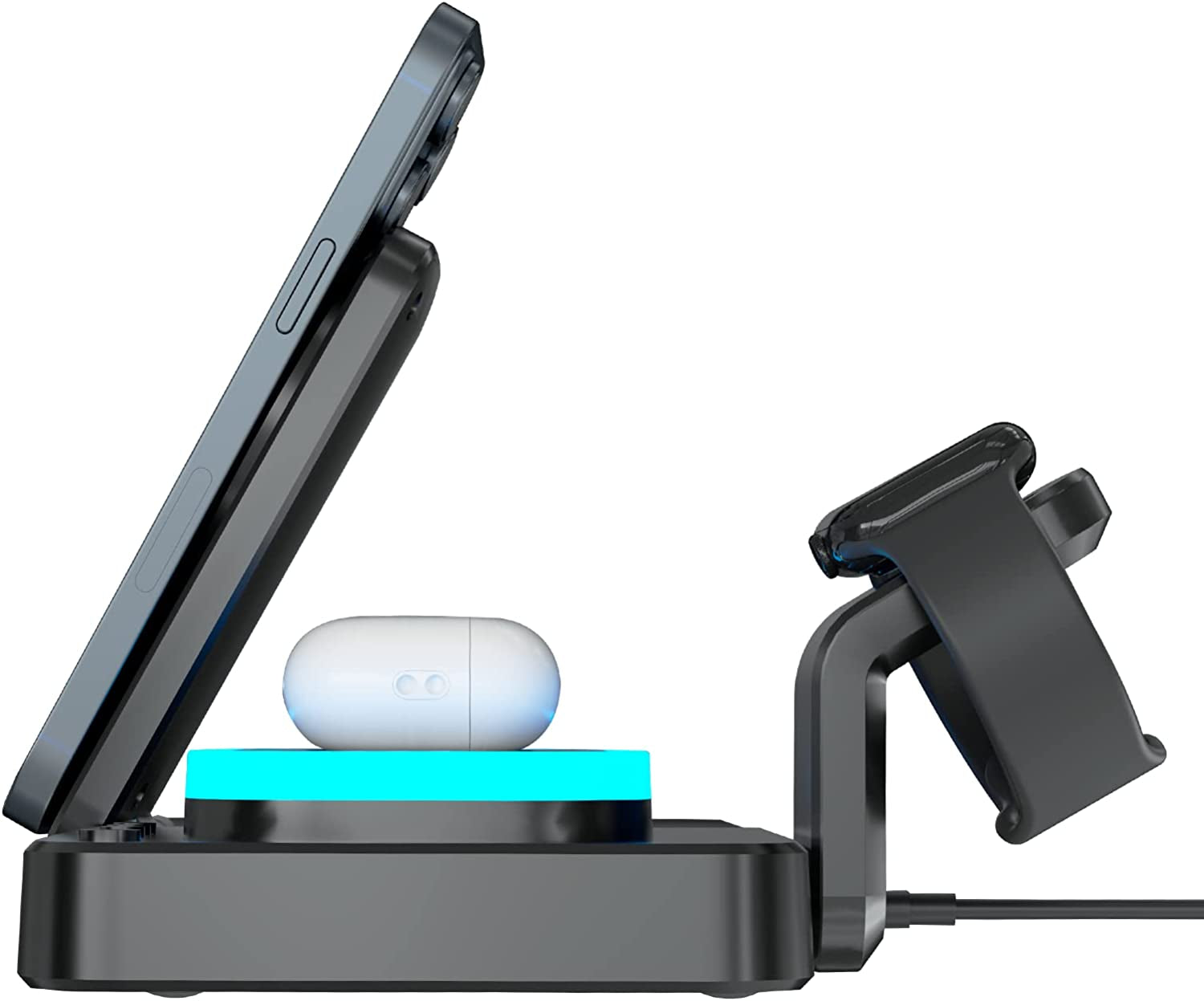 Magnetic Wireless Charger,3 in 1 Magnetic Charging Station,For Mag-Safe Charger with QC3.0 Adapter, for Iphone 14/13/12/11/X/8, for Iwatch, for Airpods 3/2/Pro, for Samsung Galaxy Z Fold3/4  Anmeix   