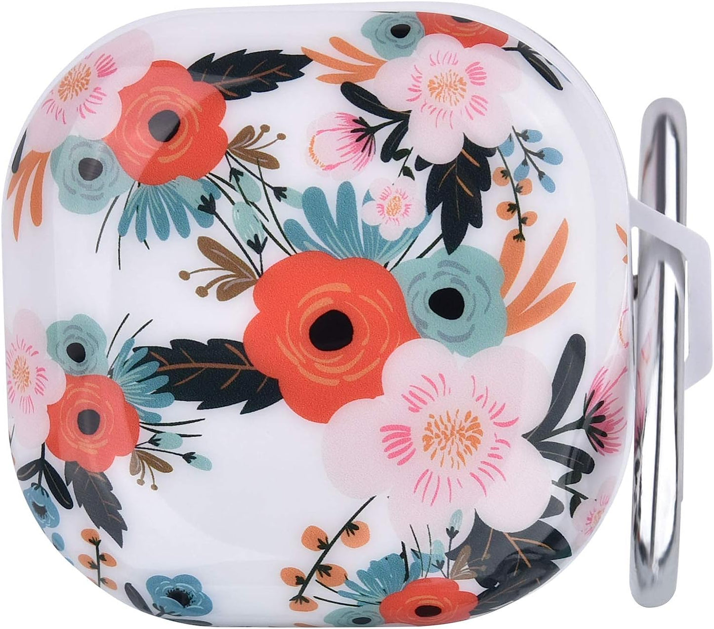 OLEBAND Galaxy Buds 2 Pro/Buds Live/Buds Pro/Buds 2 Case with Cute Pattern and Keychain Accessory,Hard Cover for Women and Girls,Colorful Marble  OLEB colorful flower  