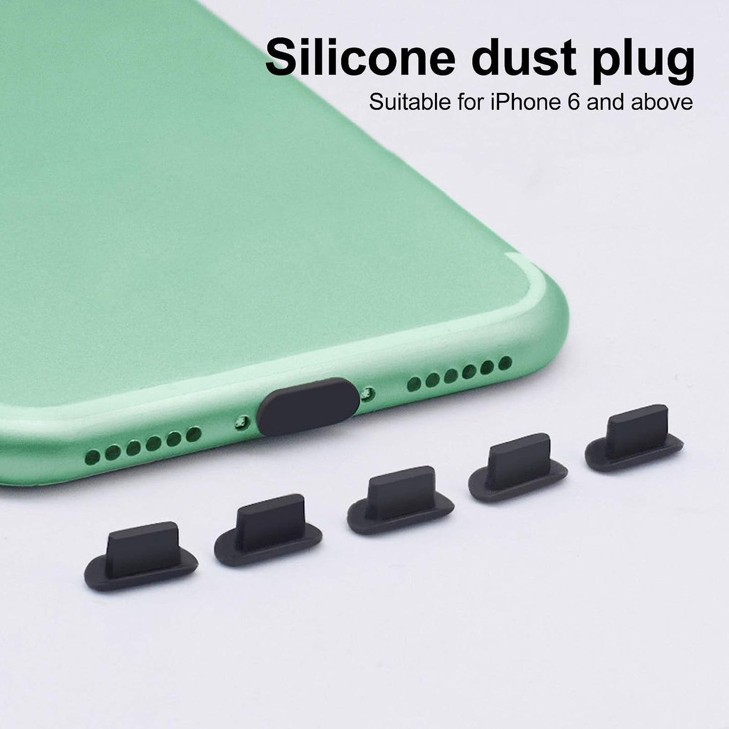 5Pcs anti Dust Plugs Compatible with Iphone 12/12 Pro/11/11 Pro Max/Se/Xr/X/8 Plus/8/7, Silicone Dust Plugs Anti-Dust Plugs Caps Charging Port and Earphone Jack Protector for Ipad Air Mini Pro Black  Bluelanss   