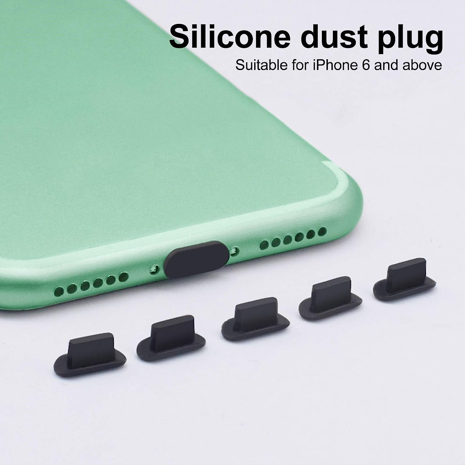 5Pcs anti Dust Plugs Compatible with Iphone 12/12 Pro/11/11 Pro Max/Se/Xr/X/8 Plus/8/7, Silicone Dust Plugs Anti-Dust Plugs Caps Charging Port and Earphone Jack Protector for Ipad Air Mini Pro Black  Bluelanss   