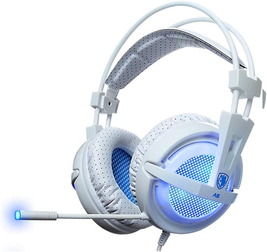 YHLZ Gaming Headset, 3.5Mm Gaming Headset Stereo Over-Ear Headphones with Adjustable Microphone for PC Laptop Smart Phone (Color : Blue)  Rivia   