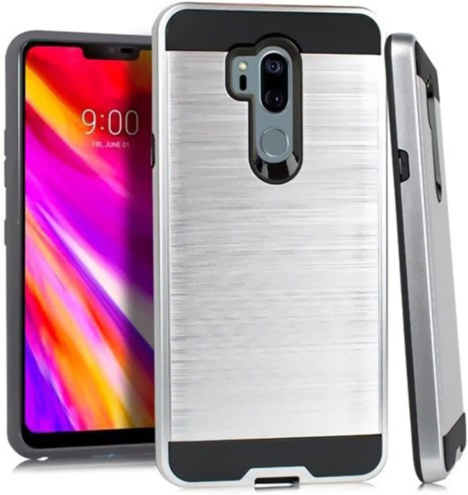 NEM Case for LG G7 Thinq Case (2018), LG G7 Fit, LG G7 One Brushed Dual Layer Hybrid Armor Defender Shockproof for LG G7 Thinq 6.1” Rose Gold  NEM Silver  