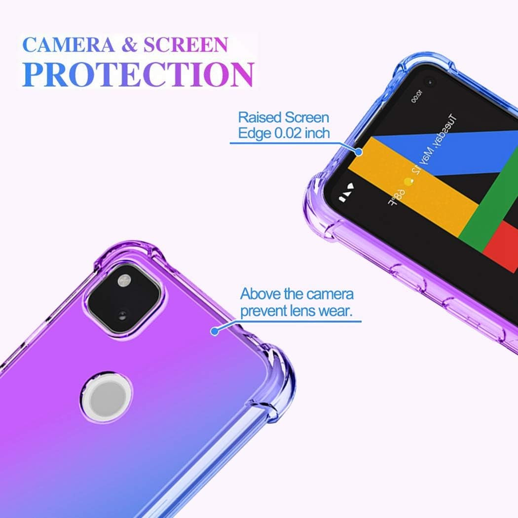 Ueokeird Google Pixel 4A Case (2020) [NOT Fit Pixel 4A 5G], Clear Cute Gradient Phone Case Slim anti Scratch Flexible TPU Cover Shockproof Protective Case for Google Pixel 4A (Purple/Blue)  Ueokeird   