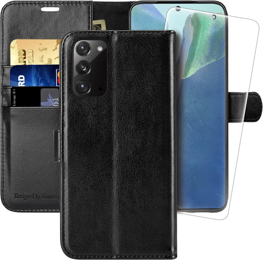 MONASAY Galaxy Note 20 5G Wallet Case, 6.7 Inch, [Included Screen Protector][Rfid Blocking] Flip Folio Leather Cell Phone Cover with Credit Card Holder for Samsung Galaxy Note 20 5G, Black  MONASAY   
