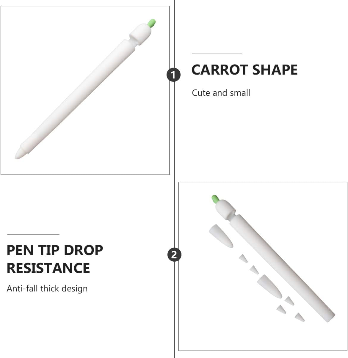 Hemobllo Case Compatible with Apple Pencil 1St Generation, Silicone Stylus Sleeve Carrot Shaped Stylus Cover Shockproof Pen Cover Grip Holder Pencil Sleeve, White  Hemobllo   