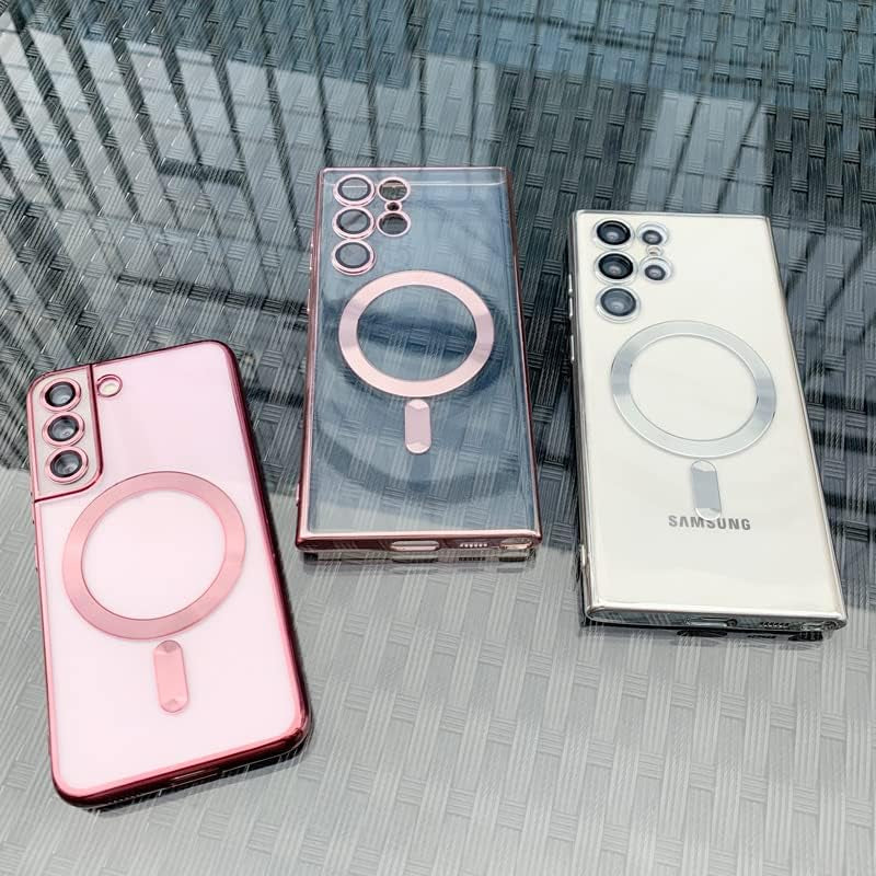 Doowear Galaxy S22+ plus Case Magnetic [Support Magsafe Charger] Wireless Anti-Scratch Shockproof Plated Bumper Clear Full Camera Protection Phone Cover Case for Samsung Galaxy S22+ Plus-Rose Gold  Doowear   