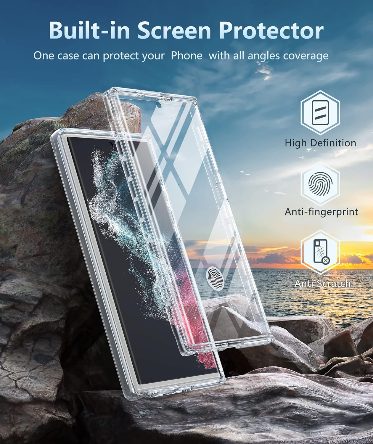 FNTCASE for Samsung Galaxy S22-Ultra Case: Full Drop Proof Protection Translucent Cases | Matte Textured Shockproof Protective Bumper | Rugged Hard Cell Phone Cover for Galaxy S22Ultra 5G  FNTCASE   