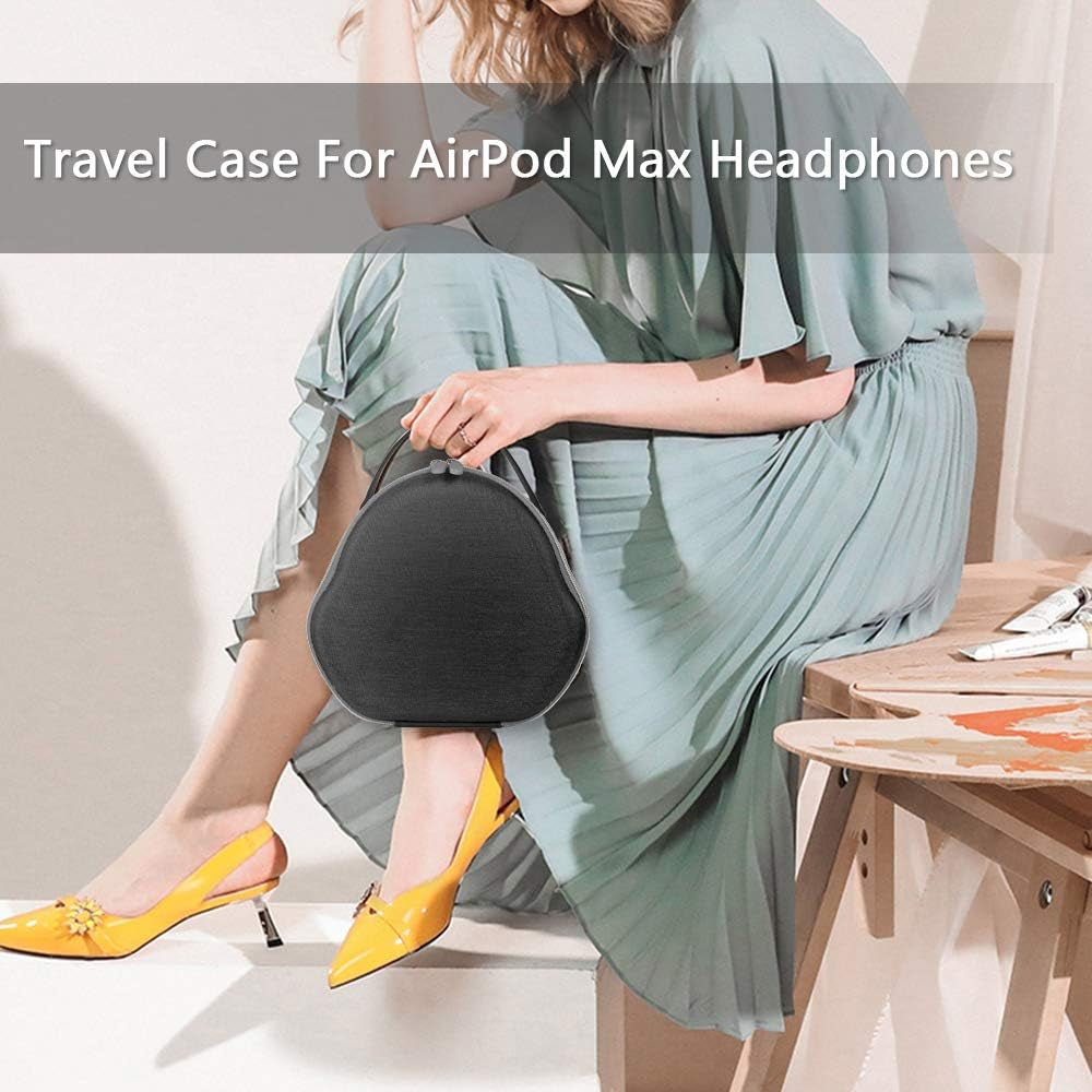 Pinson Hard Carrying Travel Case for Airpod Max Headphones, with Silicone Earpads Cover for Airpod Max (Black)  PINSO   