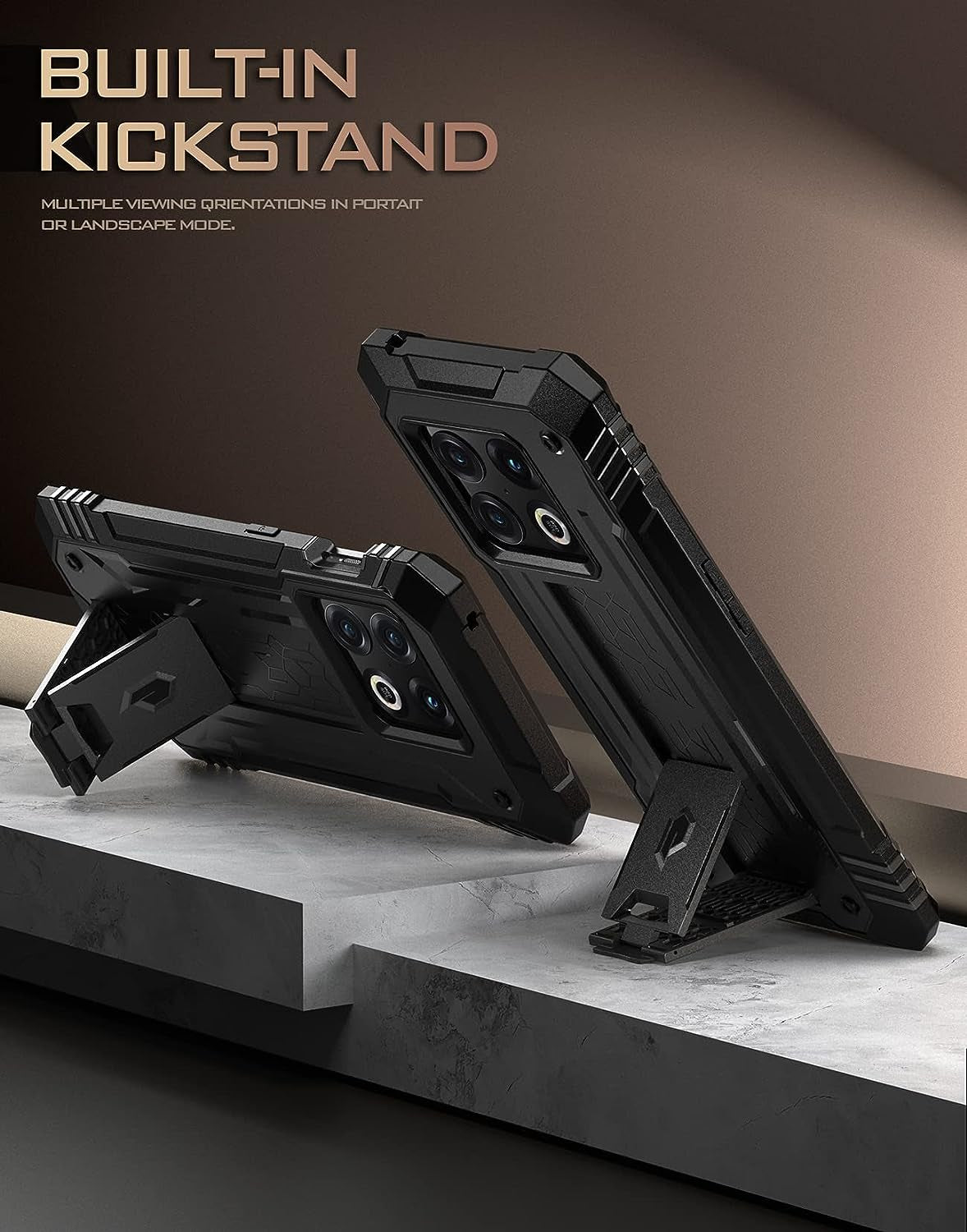 Poetic Revolution Case for Oneplus 10 Pro 5G, Built-In Screen Protector Work with Fingerprint ID, Full Body Rugged Shockproof Protective Cover Case with Kickstand, Black  Poetic   