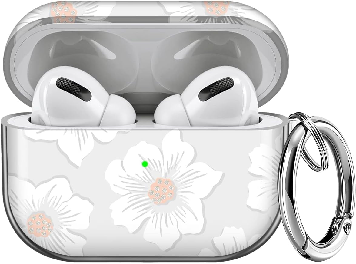 Maxjoy for Airpods Pro Case Cover, Clear Flower Pro Case for Women Men Cute Soft Protective Floral Ipod Pro Case with Keychain Clip for Airpods Pro Charging Case 2019, Transparent  Maxjoy   