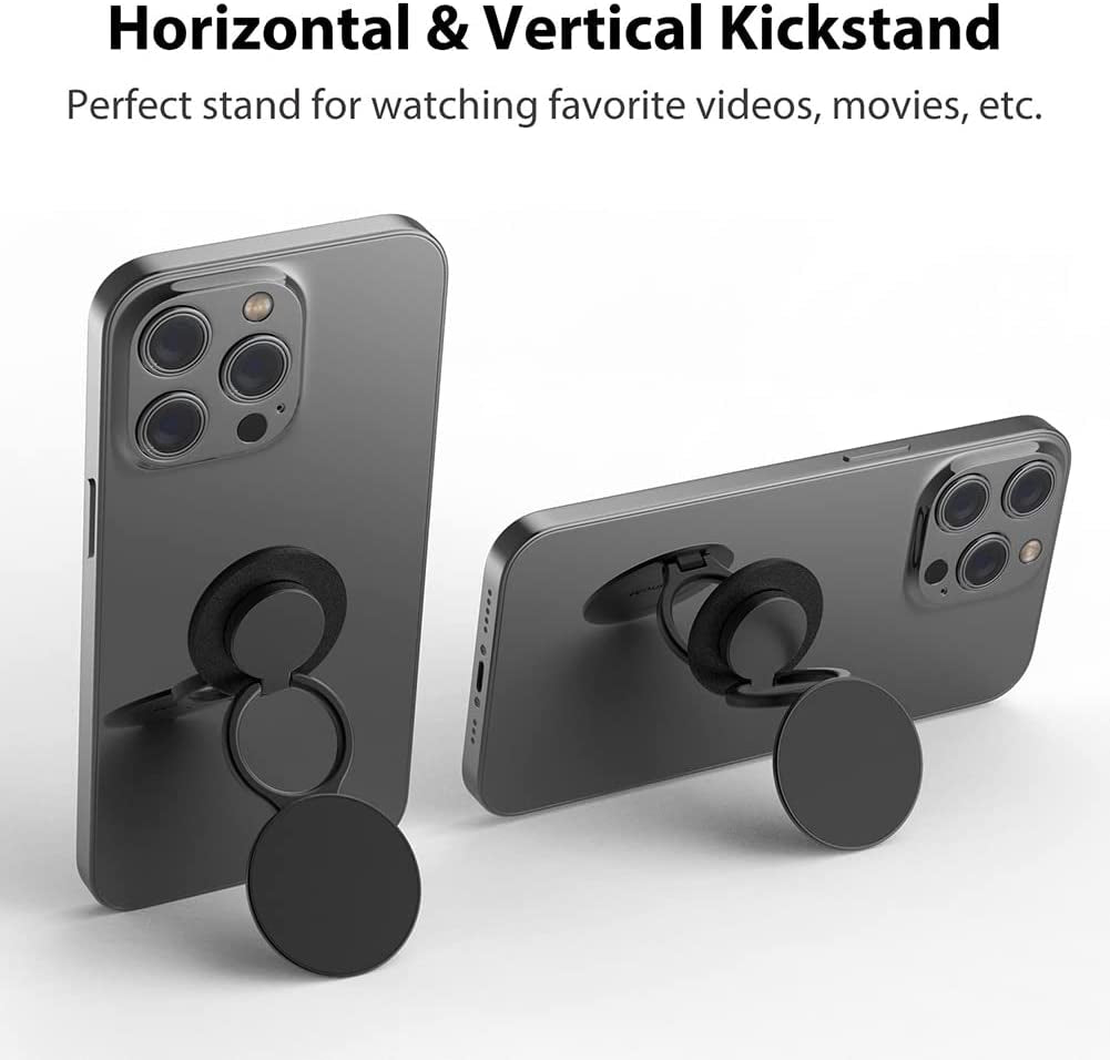 Monidea Phone Ring Holder, Phone Grip Holder Finger Kickstand, Foldable & Adjustable Metal Cell Phone Rings Gripper Stand Work with Magnetic Car Mount for Iphone Samsung & Other Cellphones - Black  MonIdea   