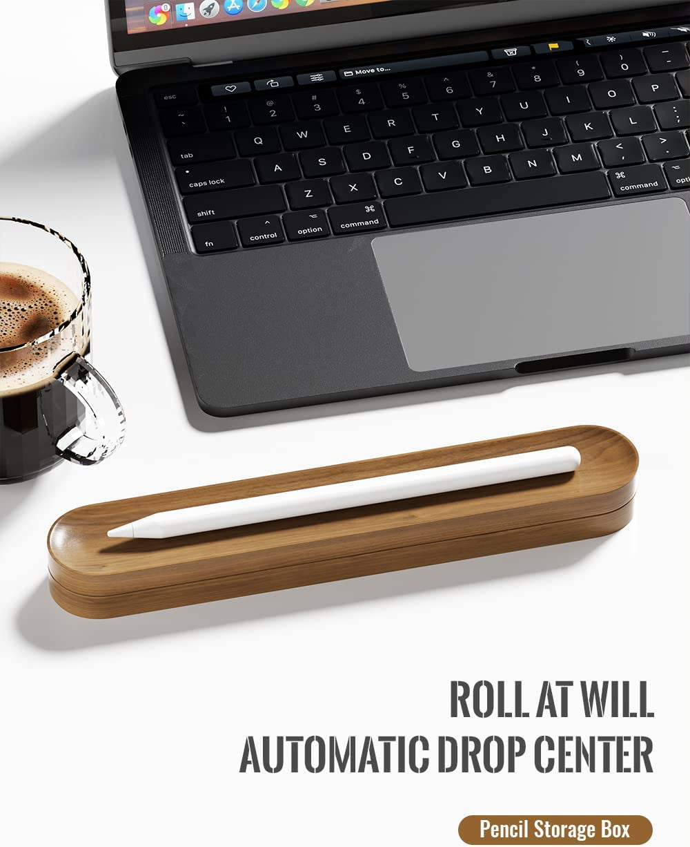 AFOOYO Walnut Case Holder for Apple Pencil 1St and 2Nd Generation Premium Carrying Case Protective Silicone Base Sleeve Compatible with Apple Pen Accessories, Pen Tips, Caps (Pencil with Thin Case)  AFOOYO   