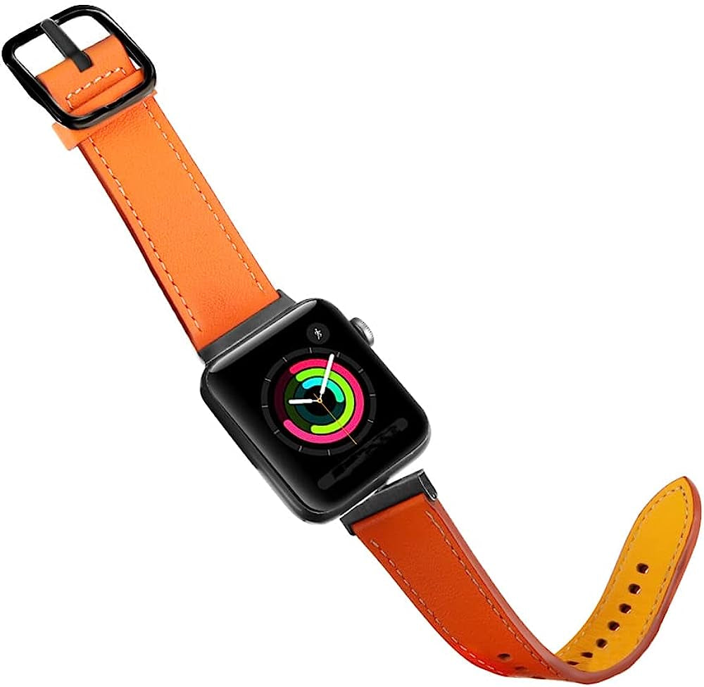 PINHEN Band Compatible with Apple Watch Ultra 49Mm(42/44/45Mm),Series 3 2 1(38/40/41Mm,42/44/45Mm) Bands Double Color Leather Strap Reversible Iwatch Wristband for Women Men  PINHEN   