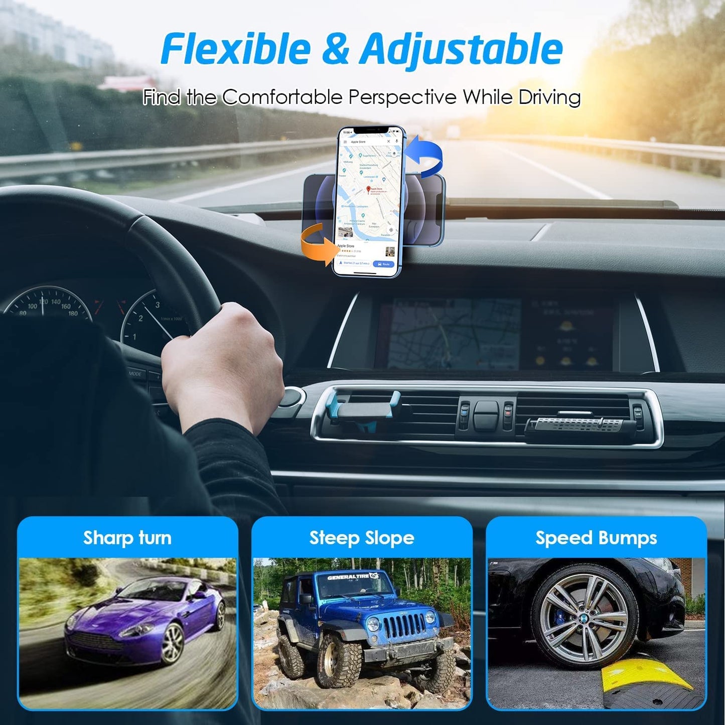 Wixgear Universal Stick on Swivel Mount (2 Pack) Dashboard Magnetic Phone Holder for Car, Phone Mount for Car for Cell Phones and Mini Tablets with Fast Swift-Snap (New Upgraded Mount)  WixGear   