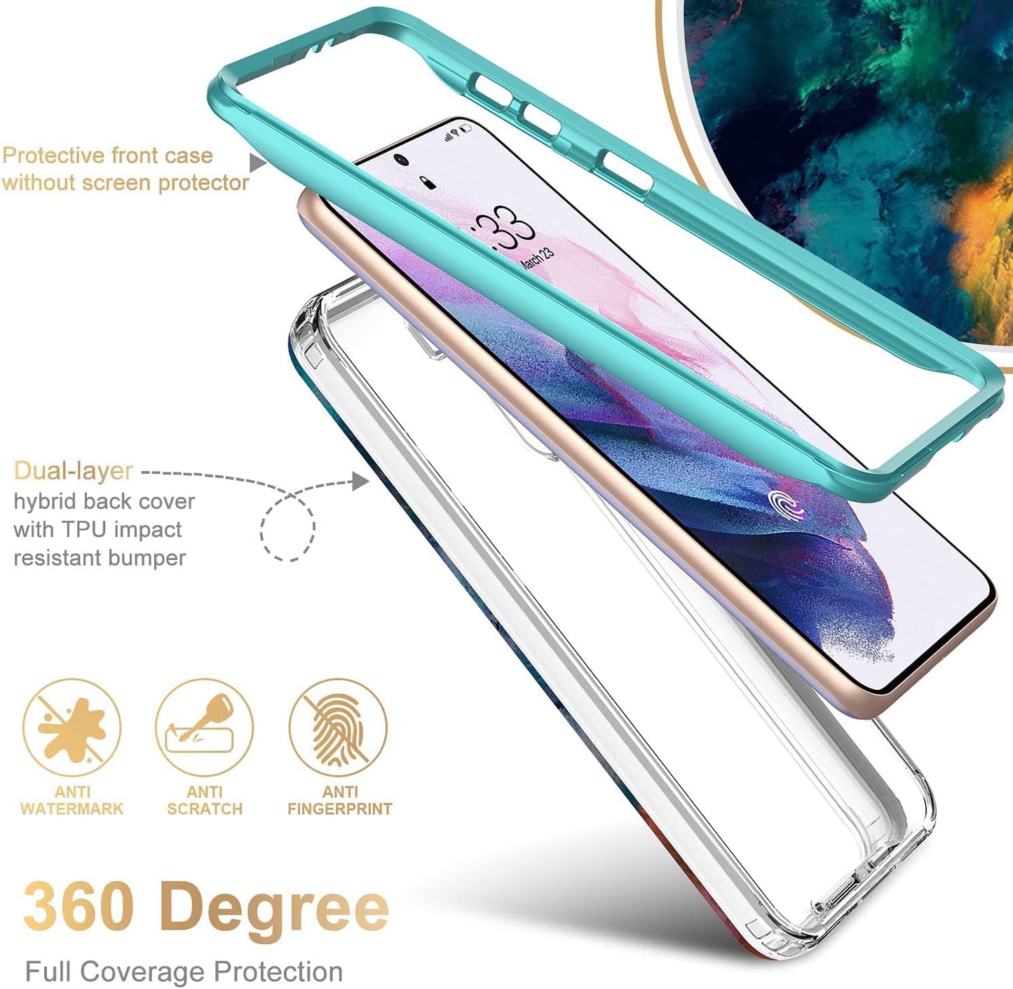 Esdot for Samsung Galaxy S21 plus Case,Military Grade Passing 21Ft Drop Test,Rugged Cover with Fashionable Designs for Women Girls,Protective Phone Case for Galaxy S21 plus 6.7" Colorful Painting  Esdot   