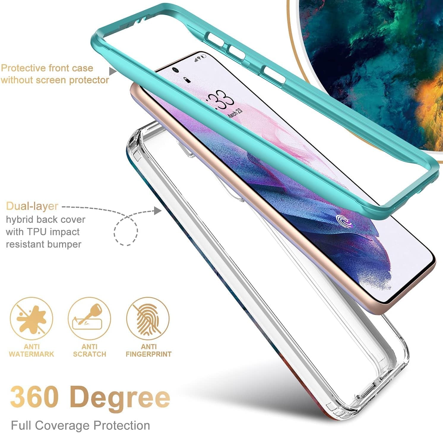 Esdot for Samsung Galaxy S21 plus Case,Military Grade Passing 21Ft Drop Test,Rugged Cover with Fashionable Designs for Women Girls,Protective Phone Case for Galaxy S21 plus 6.7" Colorful Painting  Esdot   